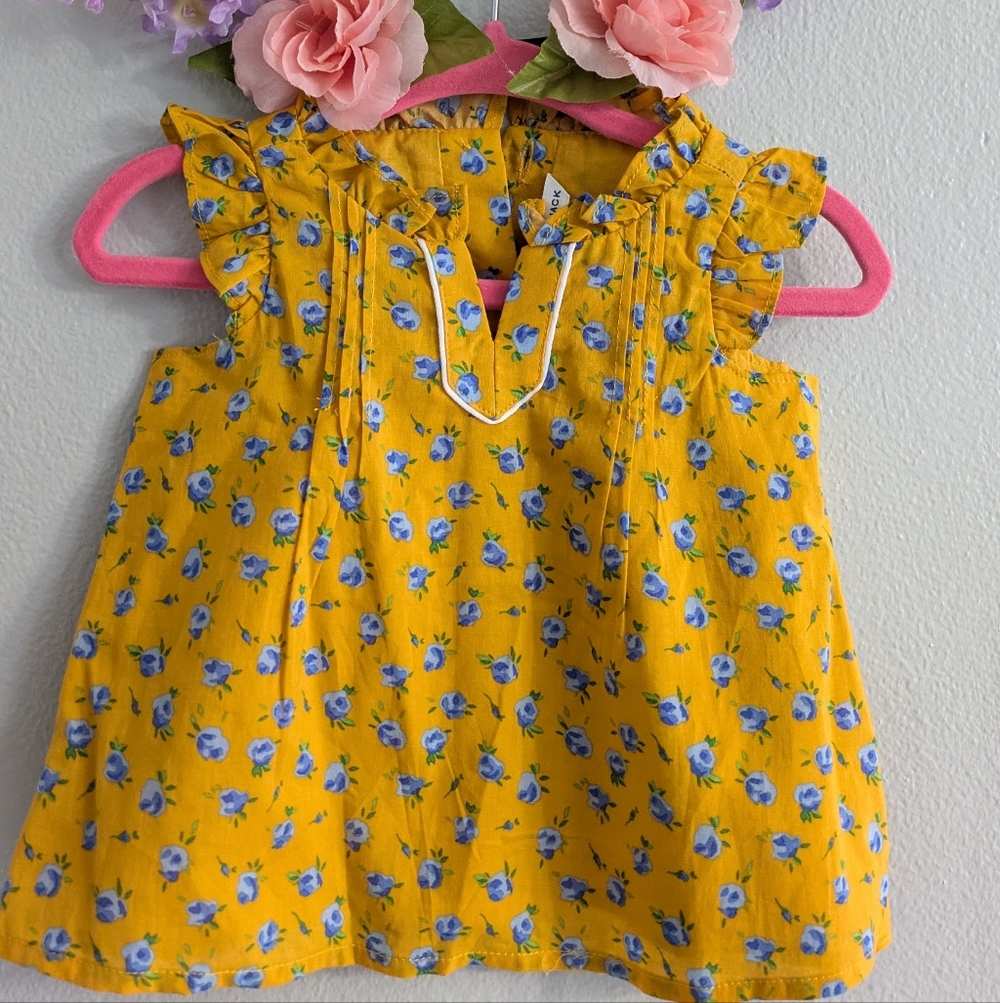 Janie and Jack Yellow with Blue Floral Print